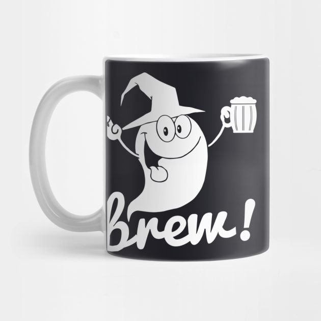 Brew! - Halloween Ghost Holding a Beer by joshp214